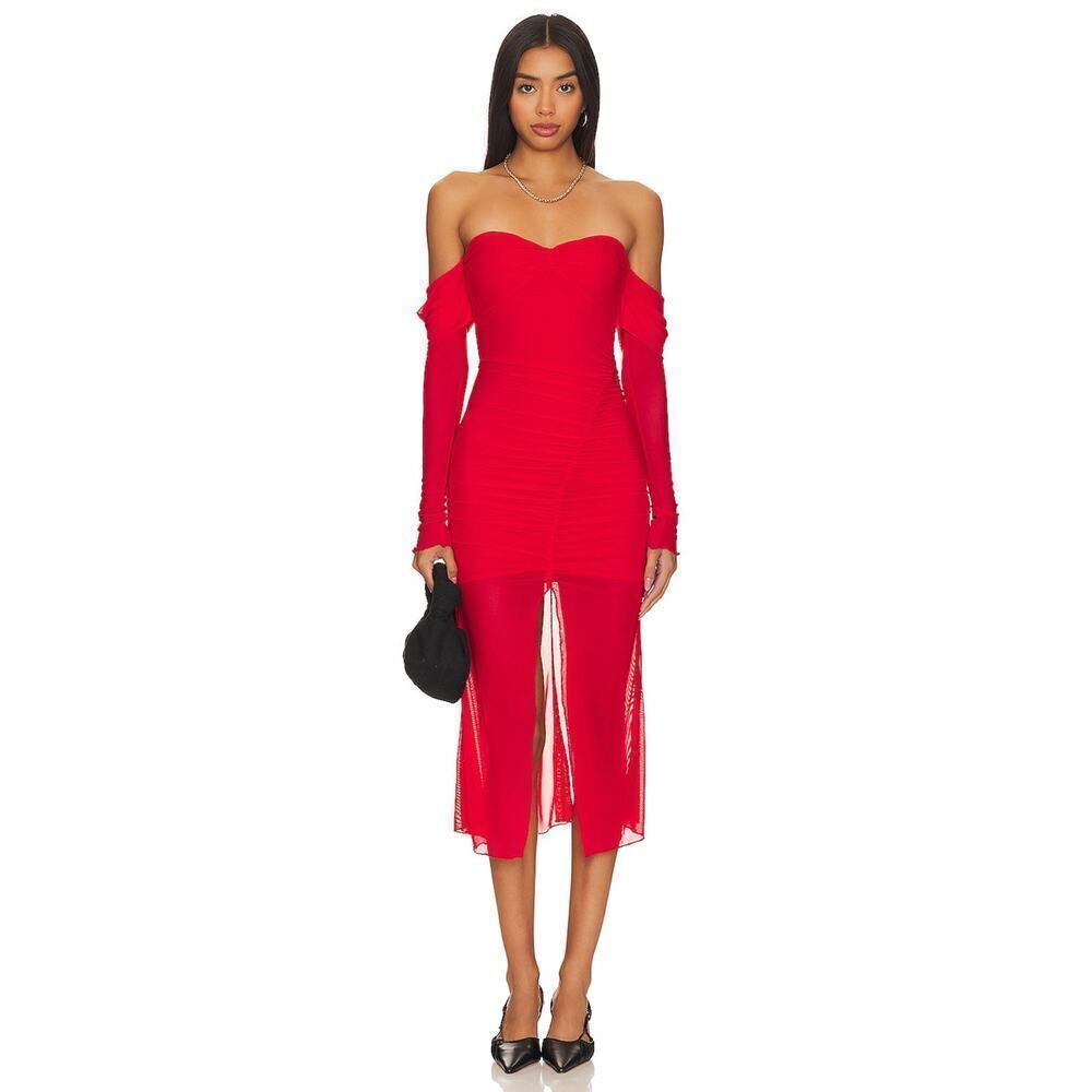 Majorelle Elise Midi Dress Cherry Red Size S